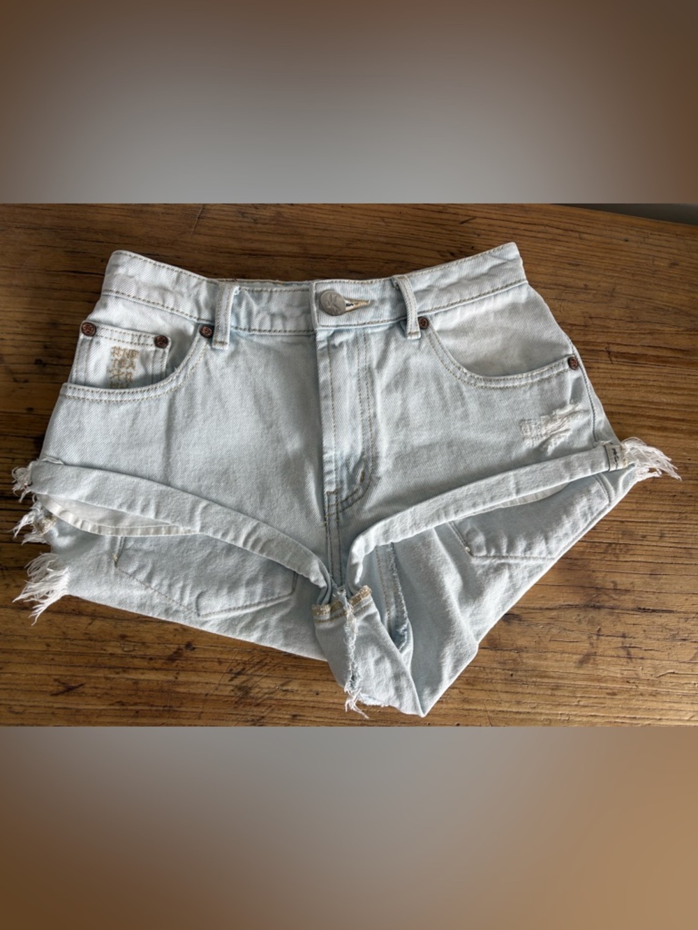 One Teaspoon Light Wash Denim Shorts